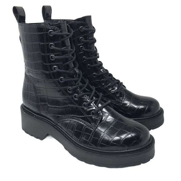 Steve Madden Shoes - Steve Madden 8 Tornado Combat Boot Black Crocodile